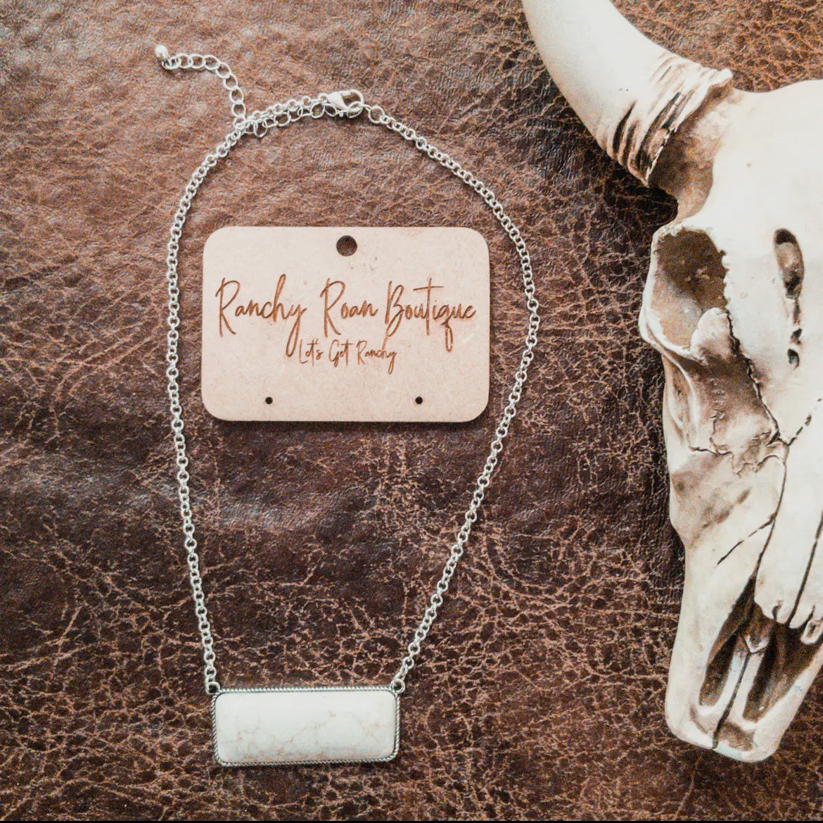 White Buffalo Bar Necklace