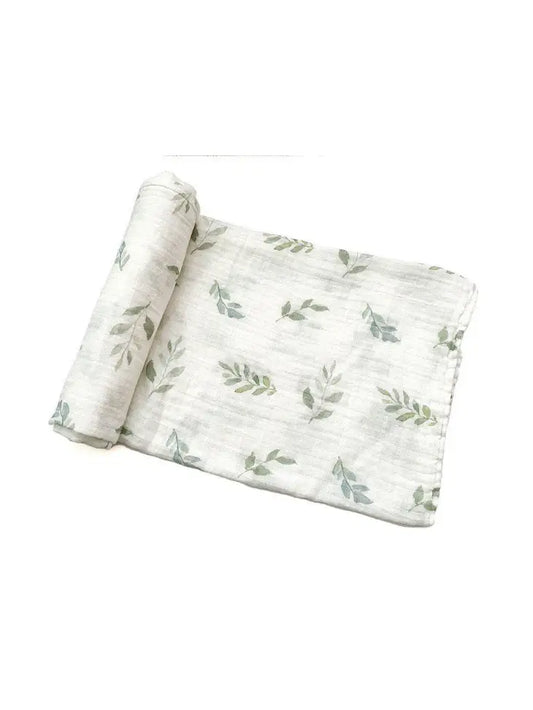 Green Leaves Bamboo Muslin Swaddle Blanket