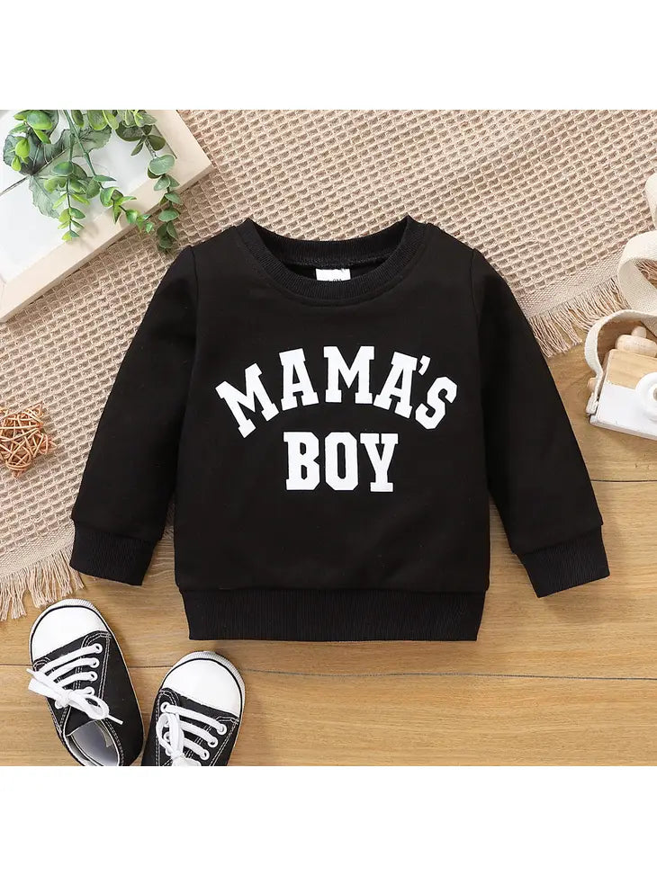 "Mama's Boy" Print Pullover Sweater