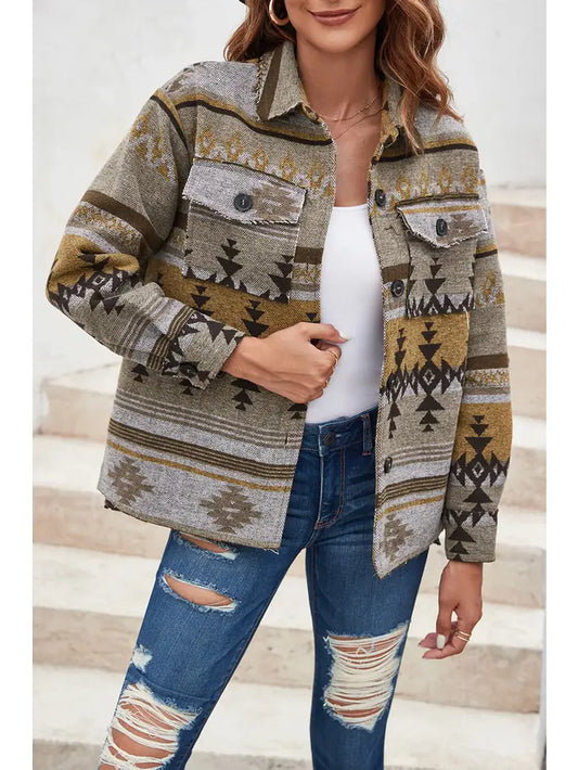 Brown Western Aztec Print Jacket