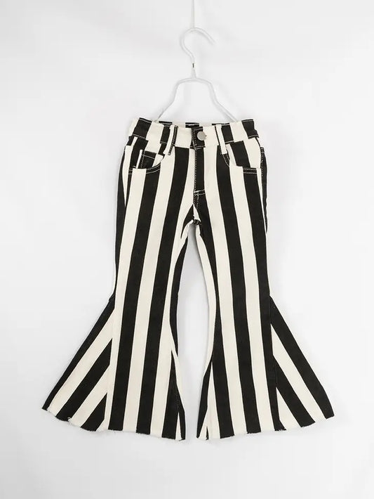 Black Stripe Girl Denim Bell Pant