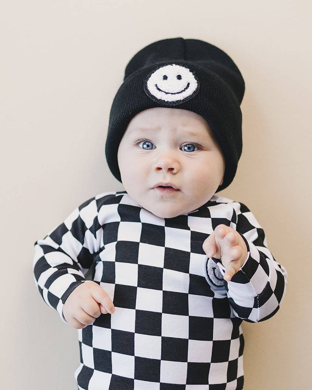 Smiley Beanie | Black: Baby