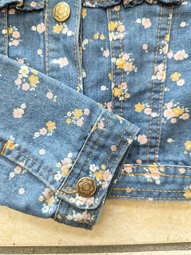 Denim Jacket with Floral Print