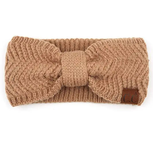 C.C Chevron Knit Pattern Head Wrap - Taupe