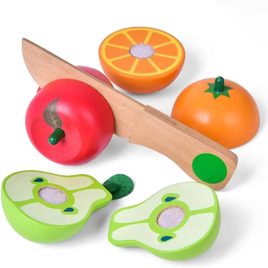 Wooden Pretend Cutting Play Food Toy