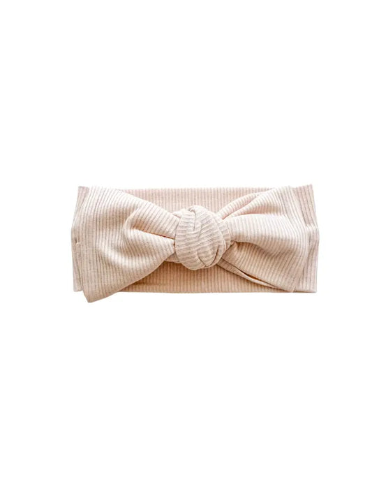 Blush Ribbed Baby Bow Headband