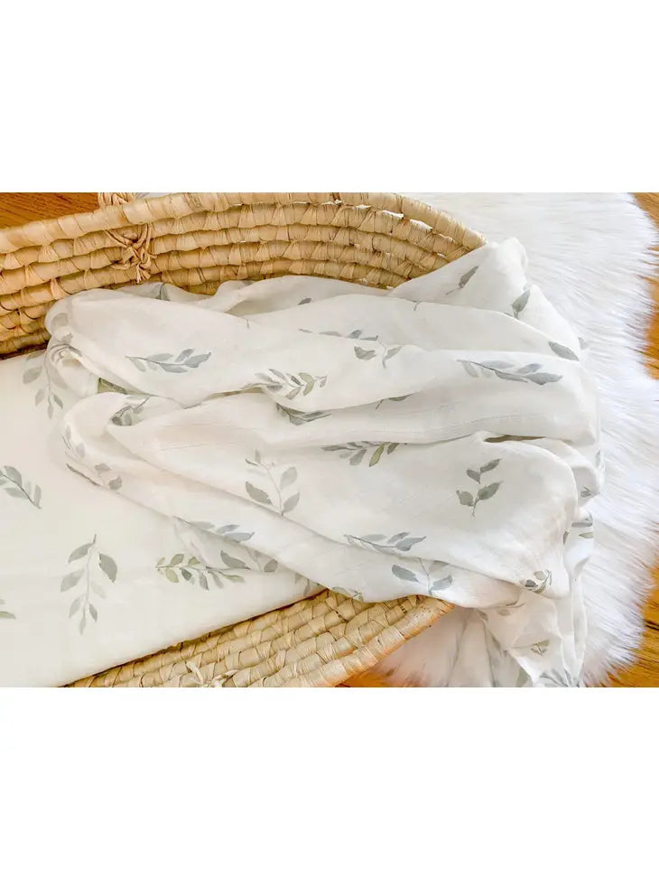 Green Leaves Bamboo Muslin Swaddle Blanket