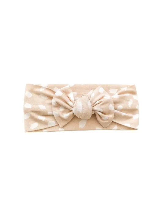 Sand and White Spotted Bow Headband