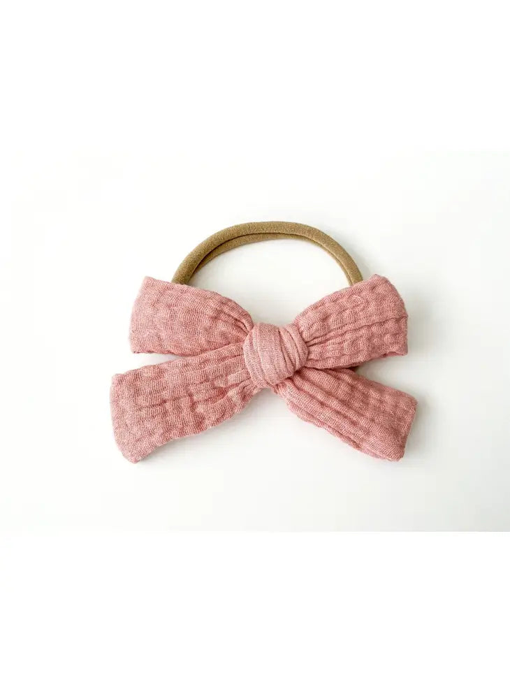 Rose Pink Knot Bow Headband