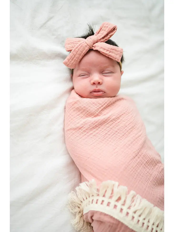 Rose Pink Knot Bow Headband