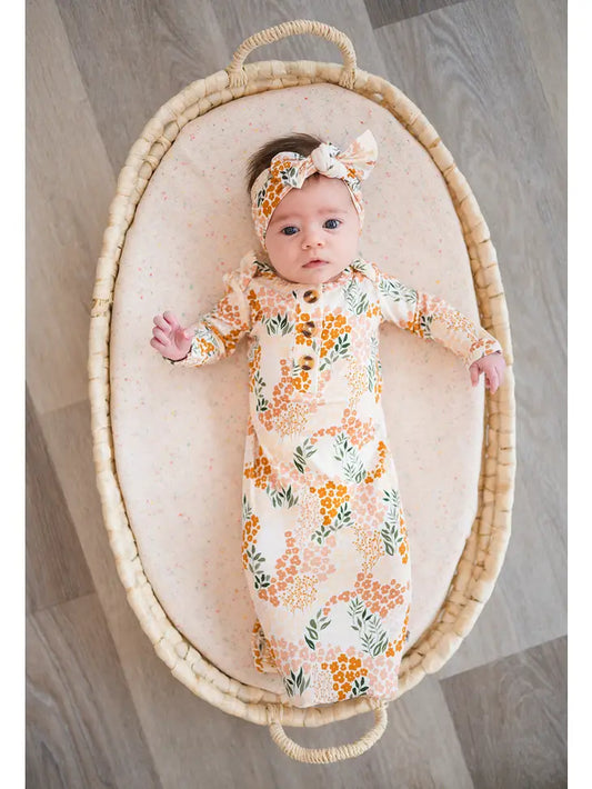 Knotted Baby Gown - Spring Bloom