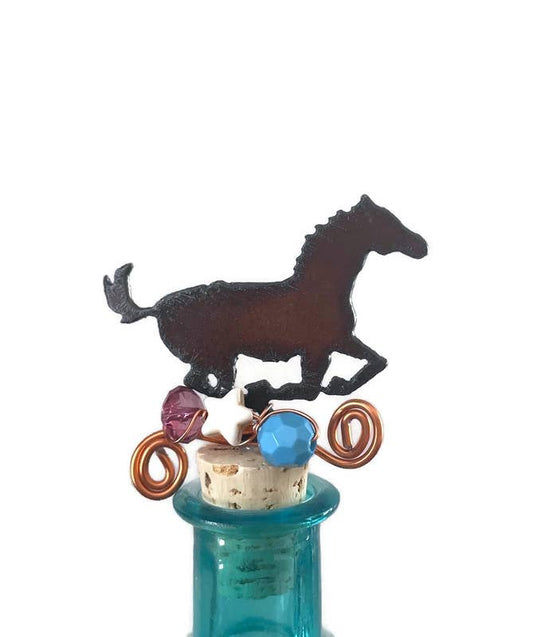 Rustic Wine Cork HORSE shape with beads and wire