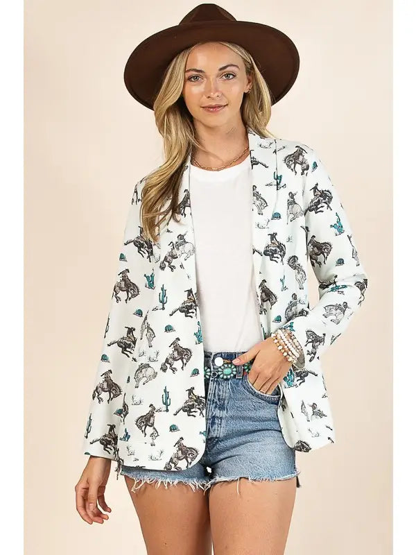 Dana Western Cowboy Print Blazer