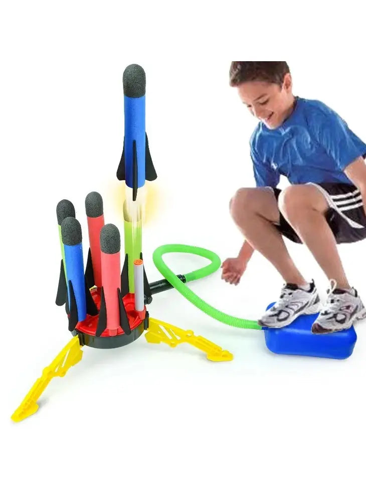 Children's Pedal-Powered Rocket Toy with Rotating Carousel