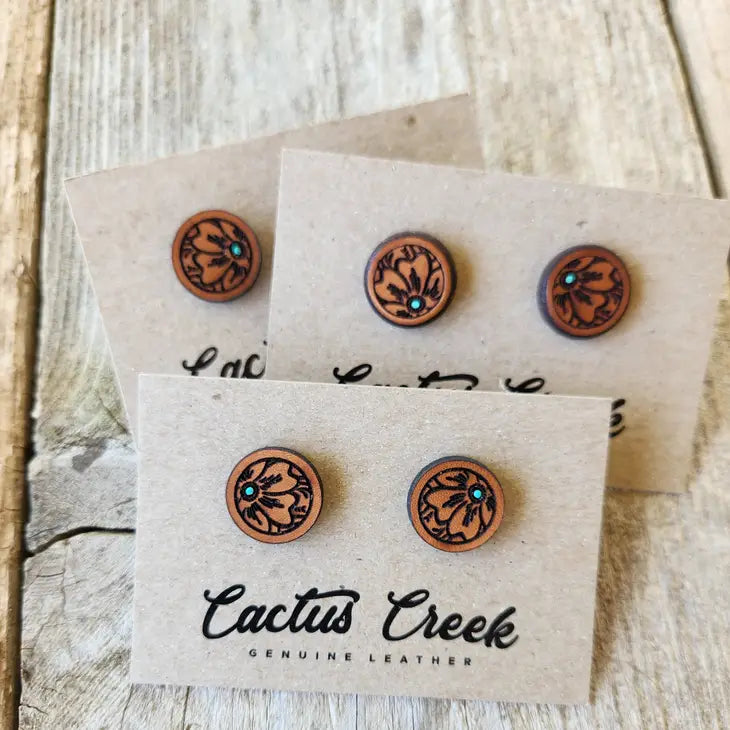 "Millie" Handmade Genuine Leather Stud Earrings