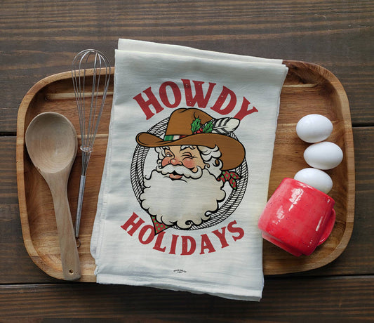 Cowboy Santa Howdy Holidays - Christmas Tea Towels