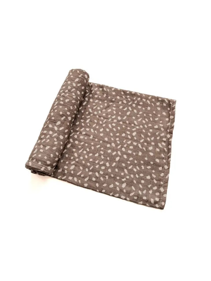 Mocha Brown Spotted Muslin Swaddle Blanket