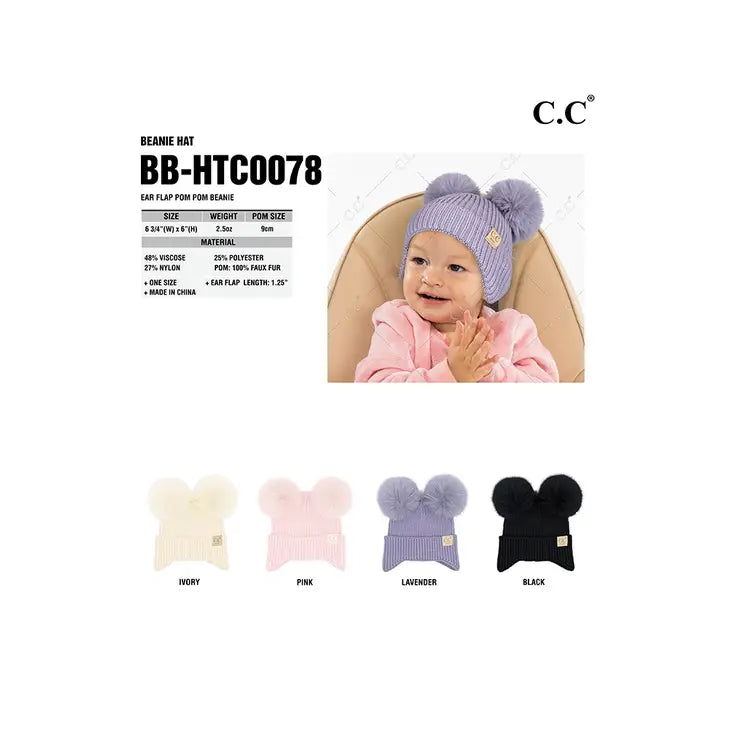 C.C Baby Ear Flap Pom Pom