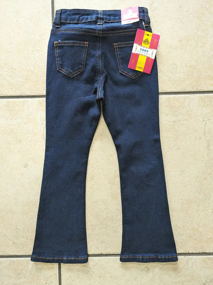 Girls Denim Flare Pant(Dark Blue Color)