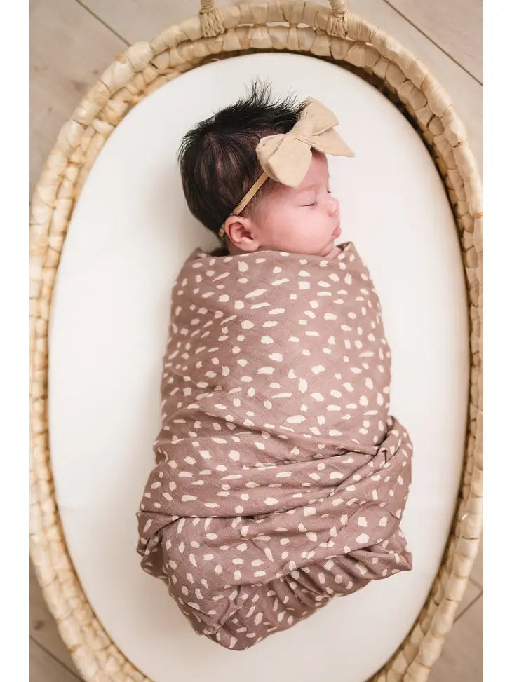 Mocha Brown Spotted Muslin Swaddle Blanket