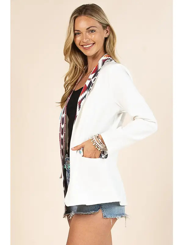 'Alice' Aztec Print Contrast Blazer