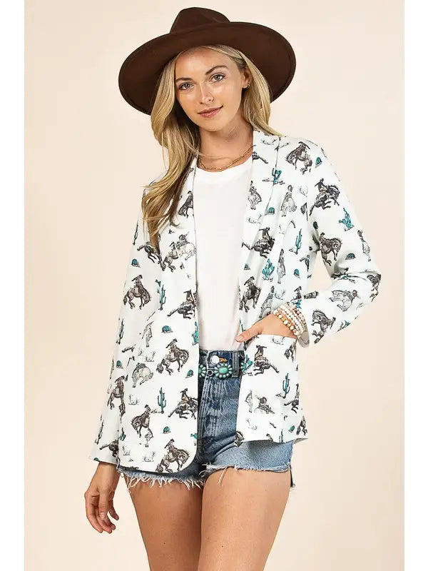 Dana Western Cowboy Print Blazer