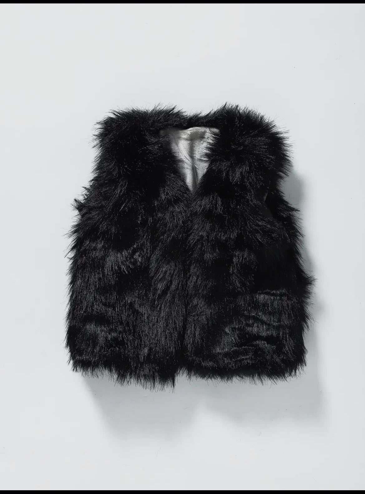 Girls Foax Fur Vest - Black