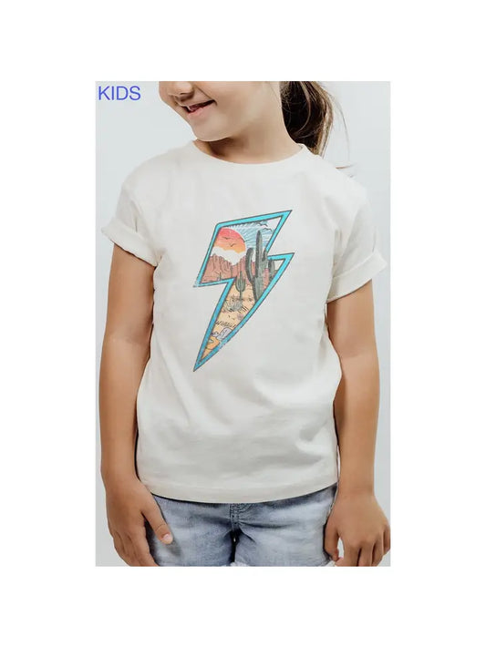 Desert Scene in Lightning Bolt Kids Graphic Tee