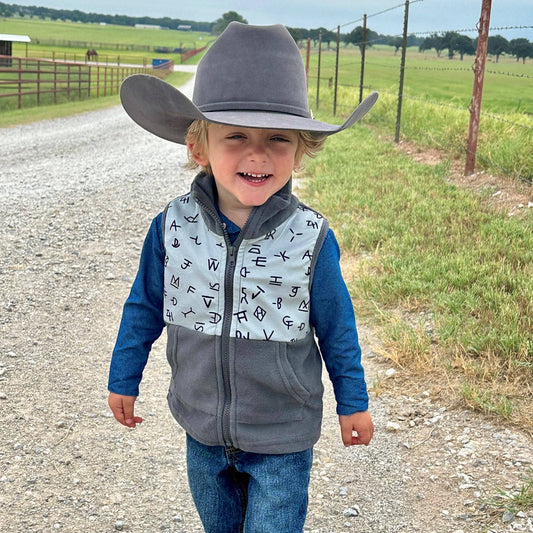 Grey Brand Print Fleece Vest