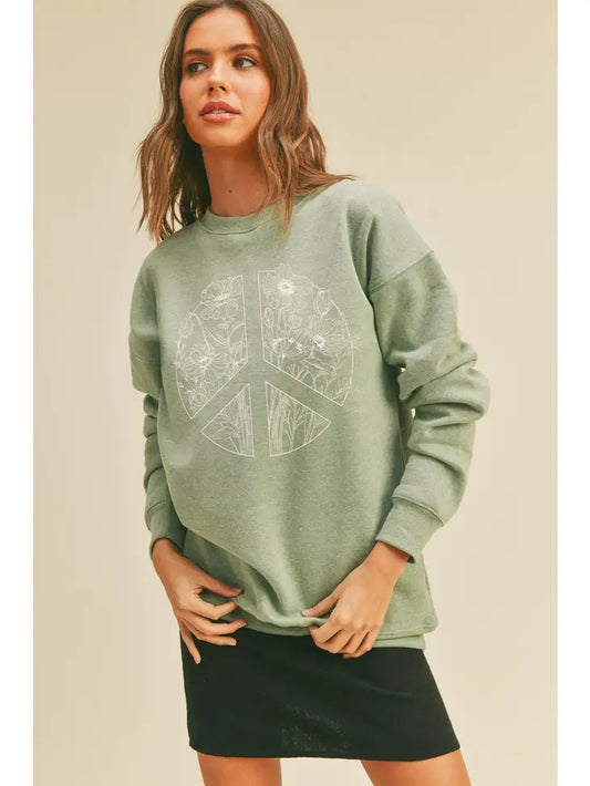 Flower Peace Graphic Sweatshirt