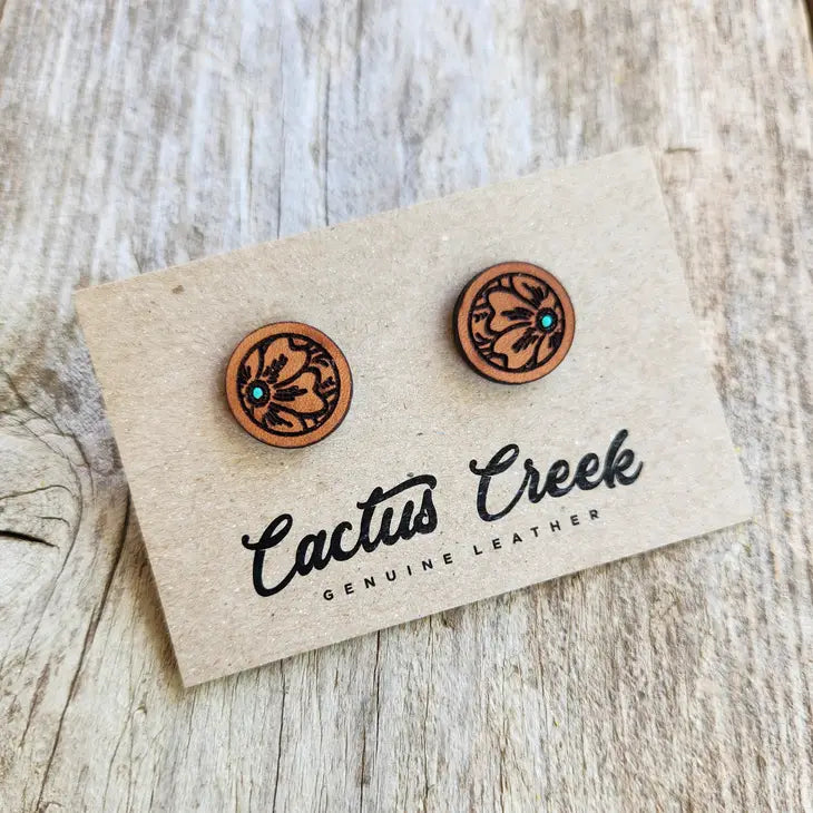 "Millie" Handmade Genuine Leather Stud Earrings