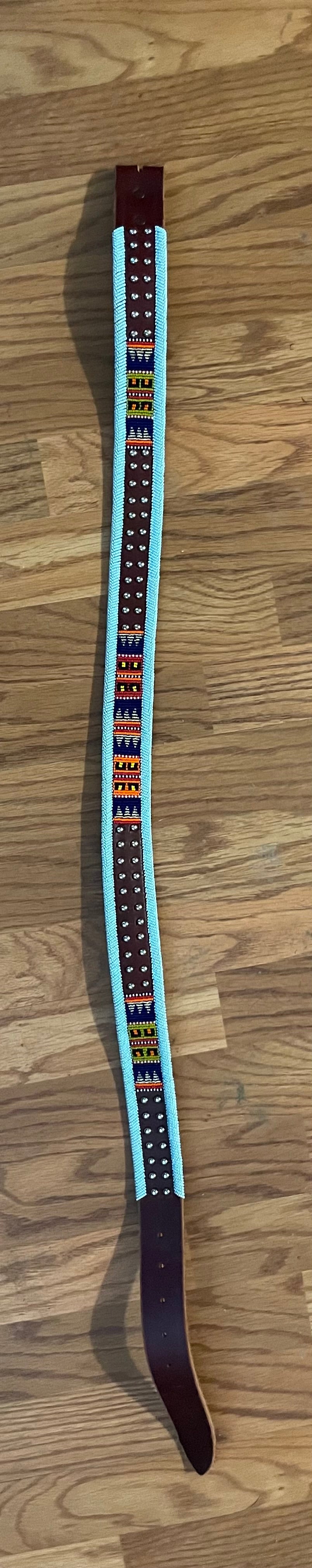 Beaded Leather Belt