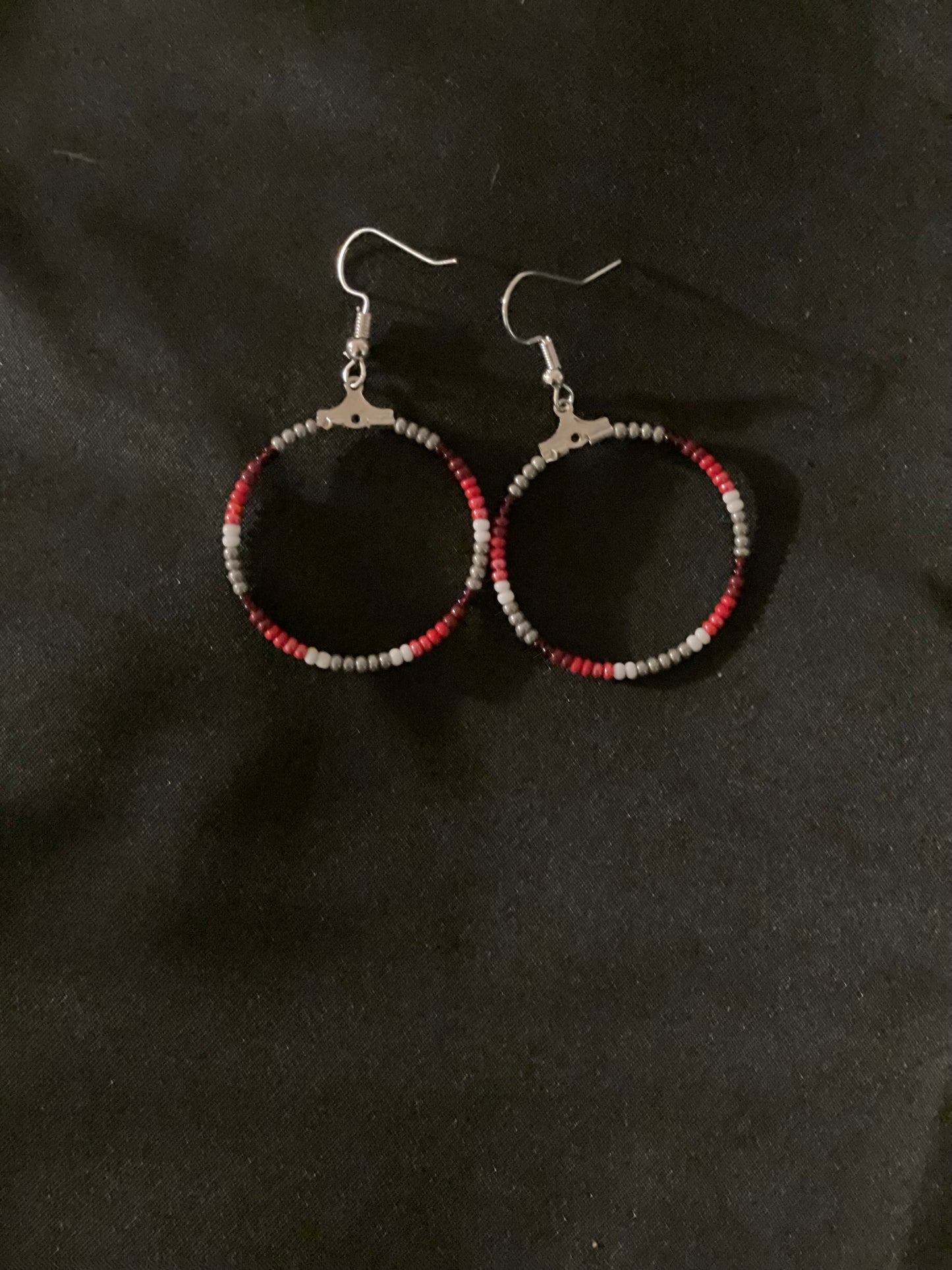 Red Tones Beaded Earrings