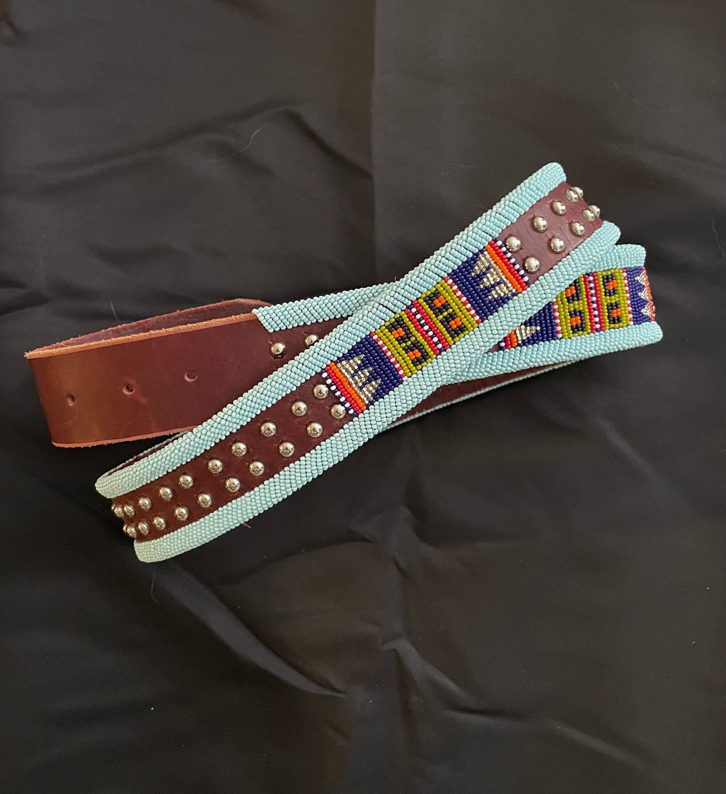 Beaded Leather Belt