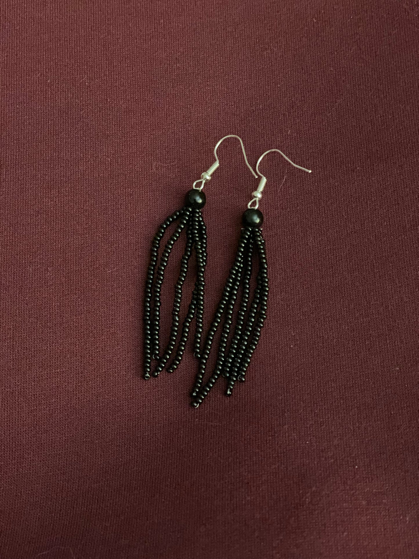 Black Beaded Earrings