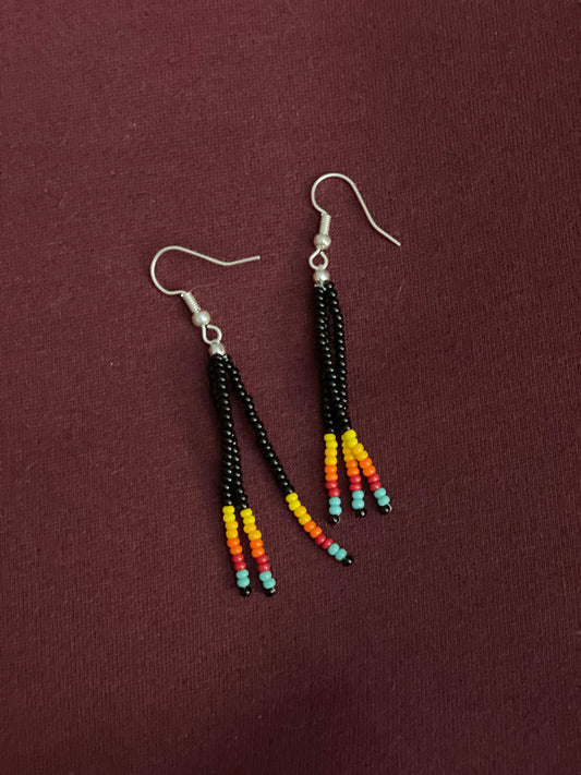 Black/multi-color Beaded Earrings