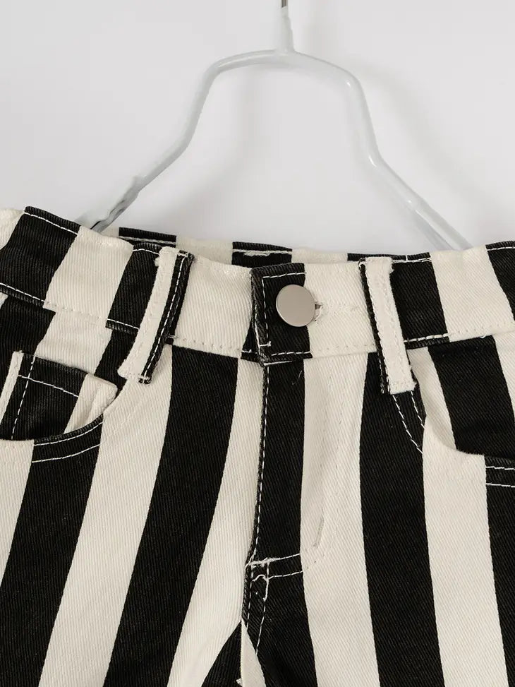 Black Stripe Girl Denim Bell Pant