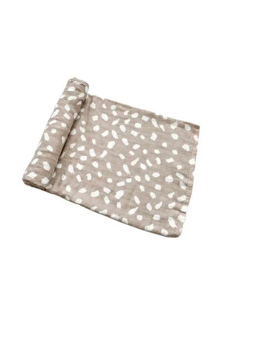 Tan Spotted Muslin Swaddle Blanket