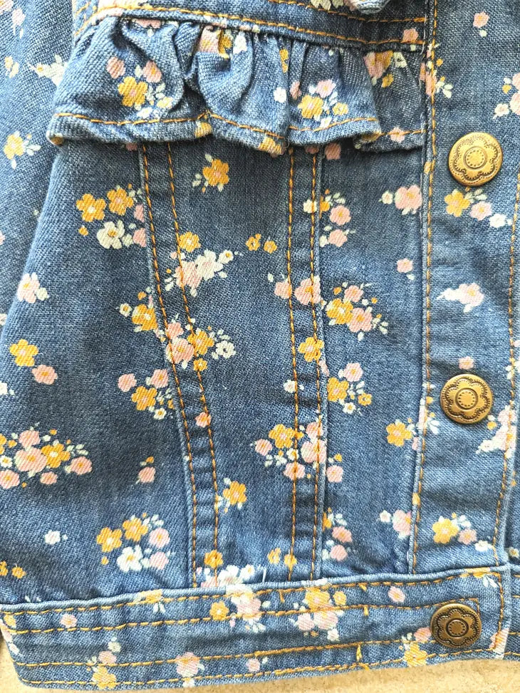 Denim Jacket with Floral Print