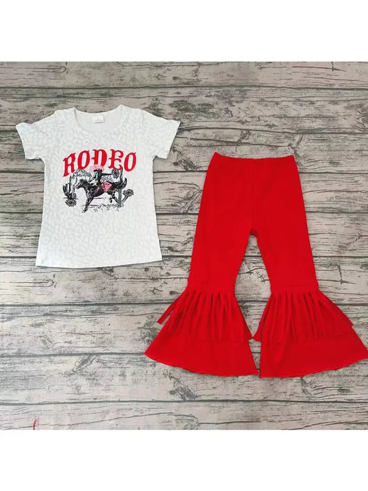 Baby Girls Rodeo Western Tee Bell Pants Clothes Sets