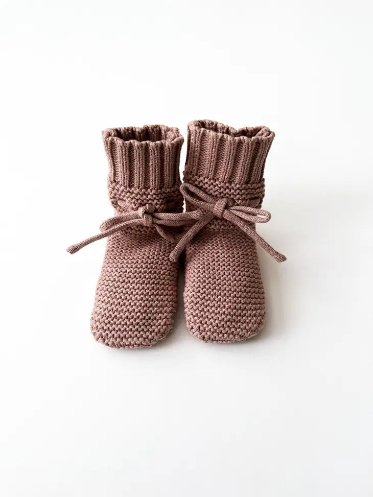 Organic Knit Booties - Mocha