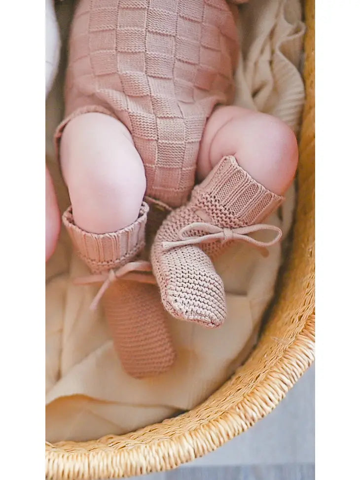 Organic Knit Booties - Mocha