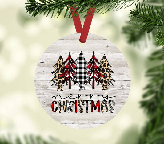 Merry Christmas Animal Print Trees Christmas Ornament