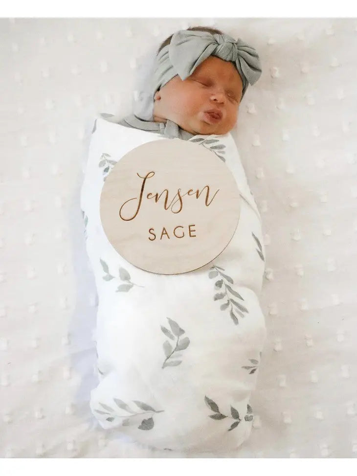 Green Leaves Bamboo Muslin Swaddle Blanket