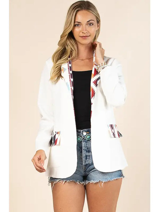 'Alice' Aztec Print Contrast Blazer