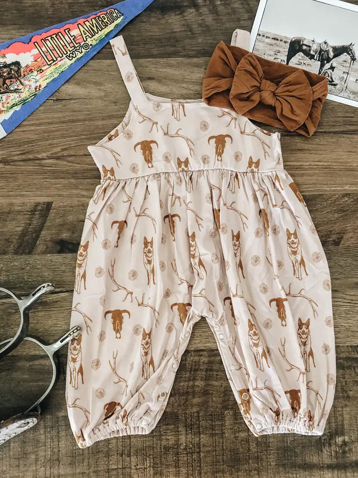 Cow Dogs & Antlers Bubble Pants Romper