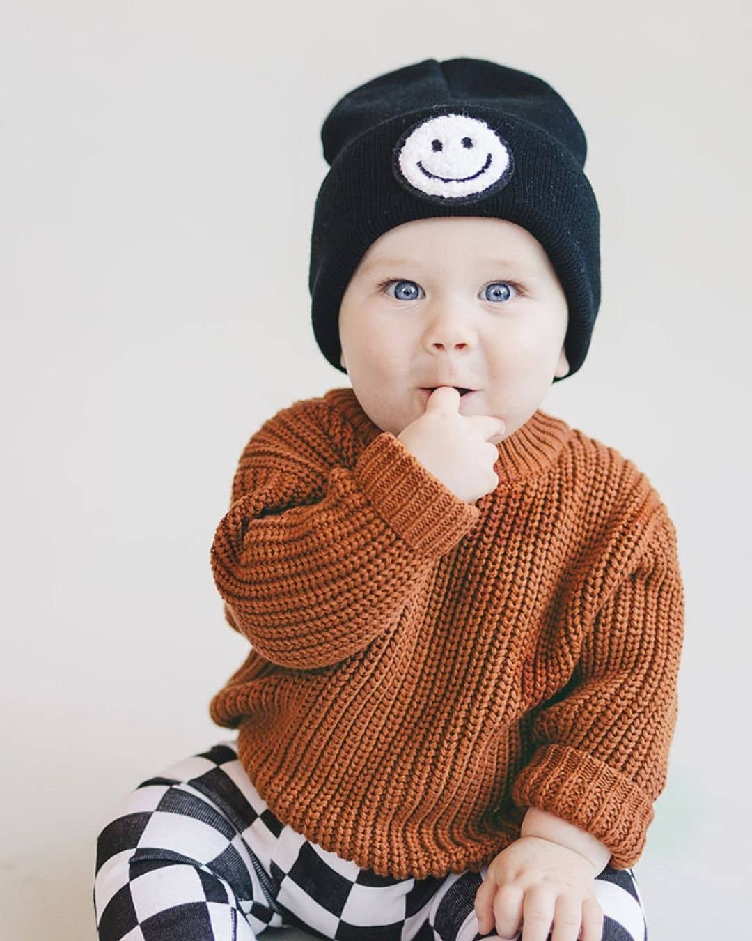 Smiley Beanie | Black: Baby