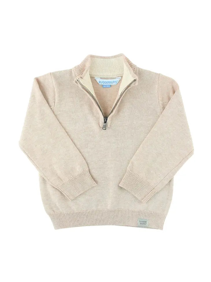 Heather Oatmeal Quarter-Zip Sweater