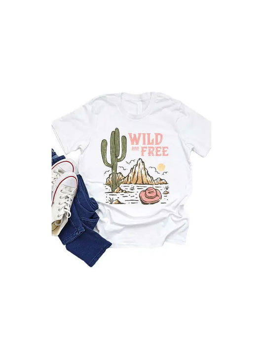 Wild and Free Desert Scene Summer Kids Graphic Tee