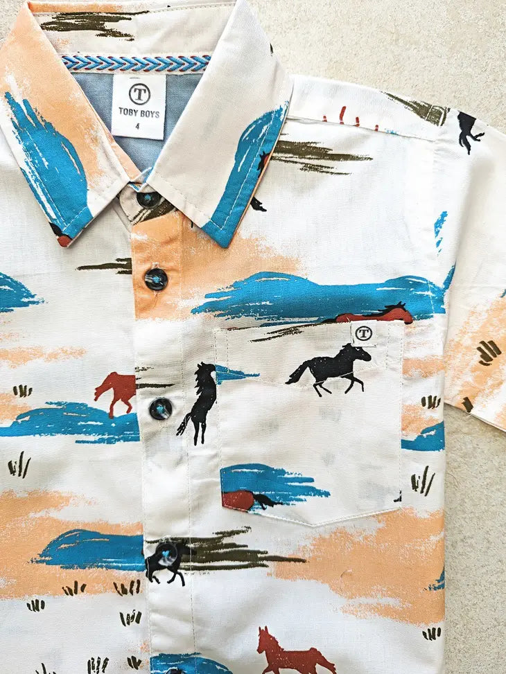 Horse Print Button Down Shirts